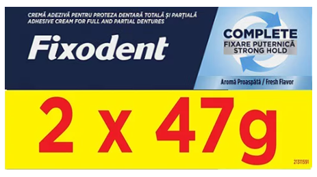 Fixodent Complete Fresh crema adeziva 2 x 47g duopack