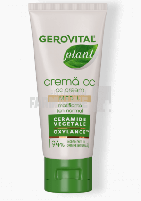Gerovital Plant Crema CC matifianta cu ceramide vegetale/oxylance ten normal/mixt 30 ml