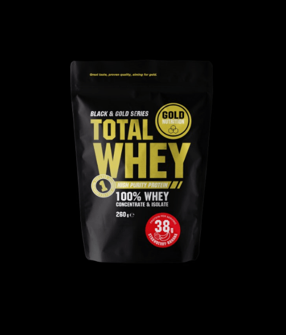 Gold Nutrition Total Whey capsuni si banane 260 gr