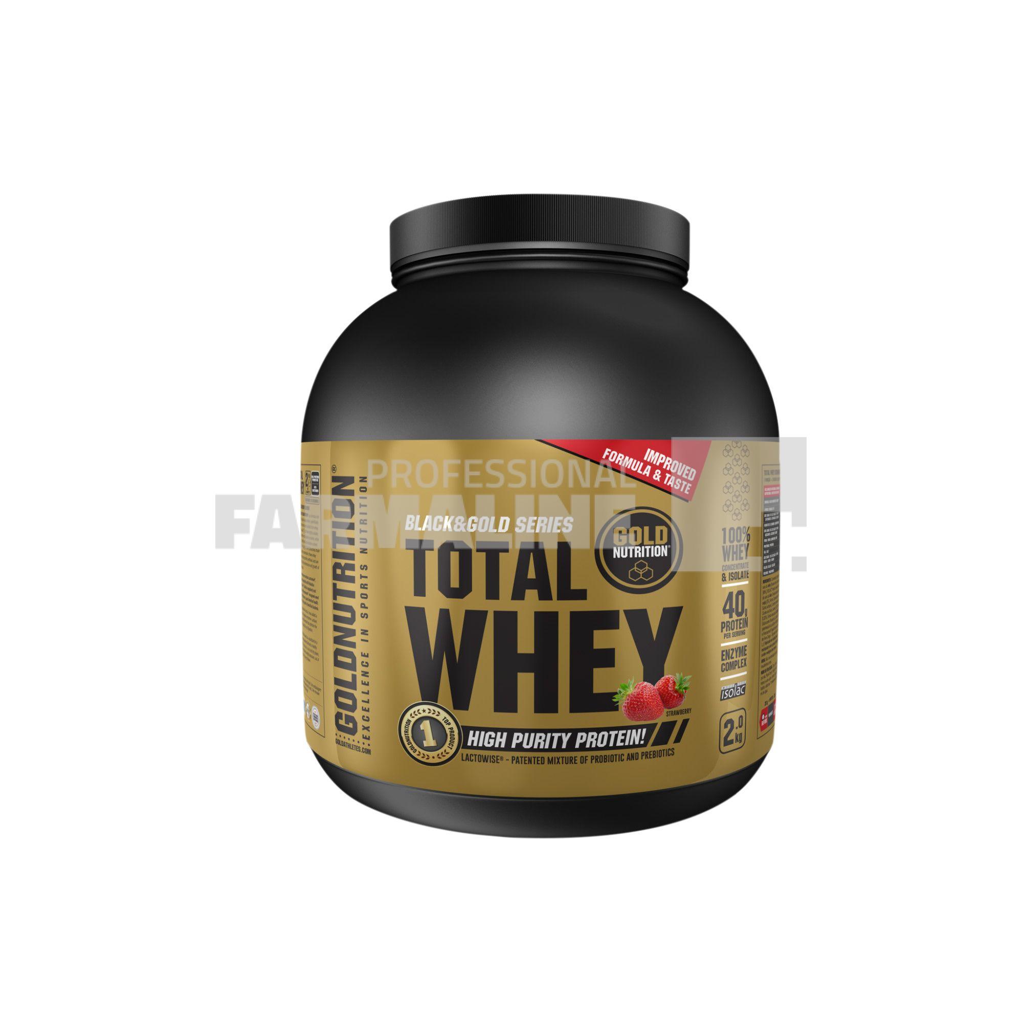 Gold Nutrition Total Whey Protein cu aroma de capsuni 1 kg