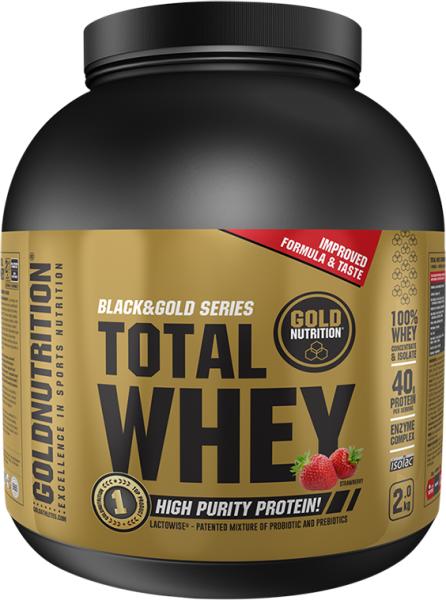 Gold Nutrition Total Whey Protein cu aroma de capsuni 2 kg