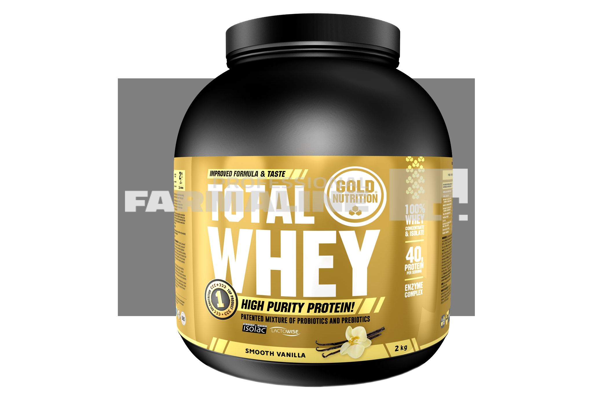 Gold Nutrition Total Whey Protein cu aroma de vanilie 2000 g