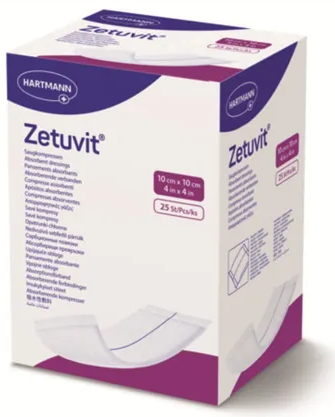 Zetuvit comprese absorbante sterile 10 cm x 10 cm x 25
