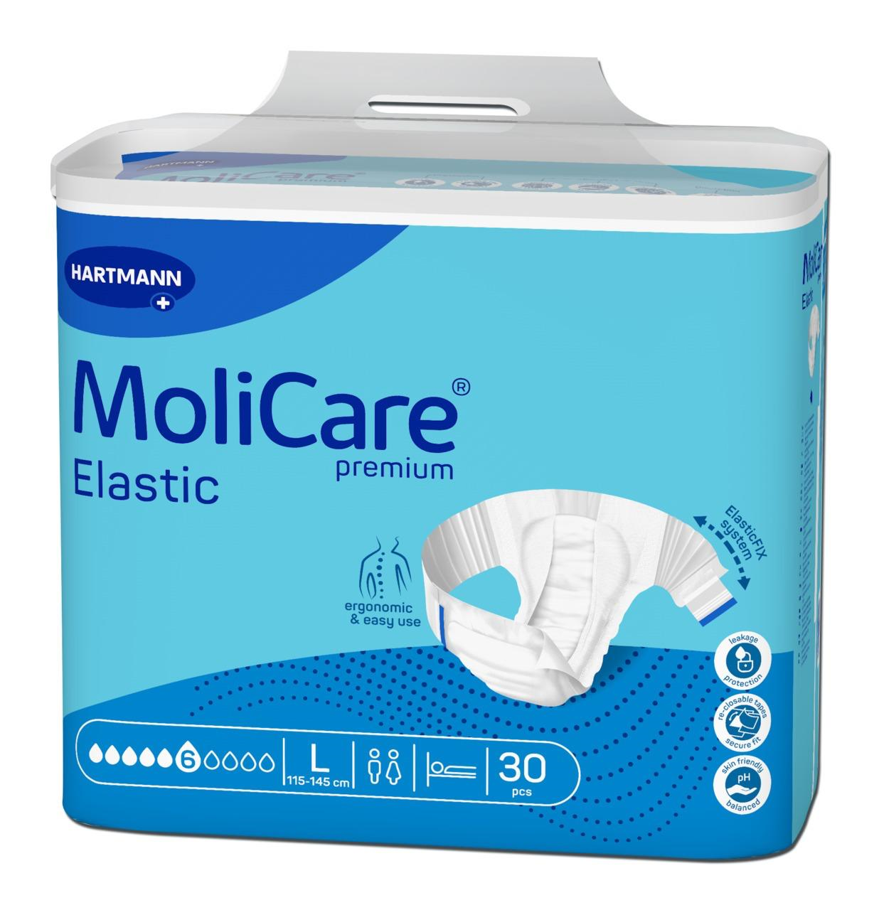 Hartmann Molicare Premium Elastic 6 picaturi Scutece incontinenta L 30 bucati