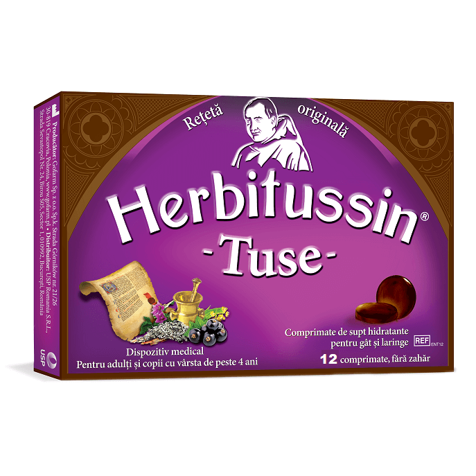 Herbitussin Tuse 12 comprimate de supt