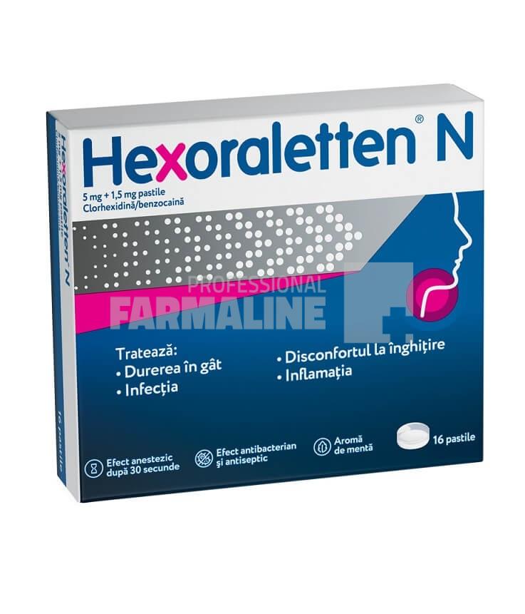 HEXORALETTEN N 5 mg+1,5 mg X 16 PASTILE MCNEIL HEALTHCARE (I