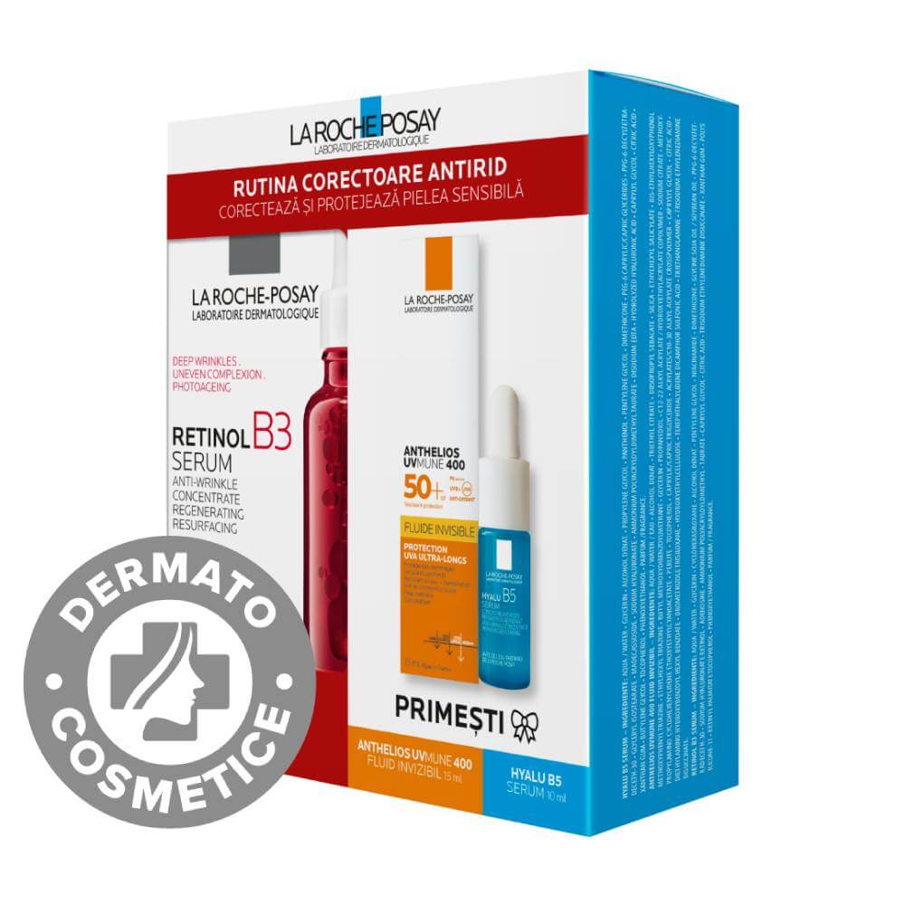 La Roche Posay Pachet Retinol B3 Ser Antirid pentru fata pentru riduri pronuntate si ten neuniform 30 ml
