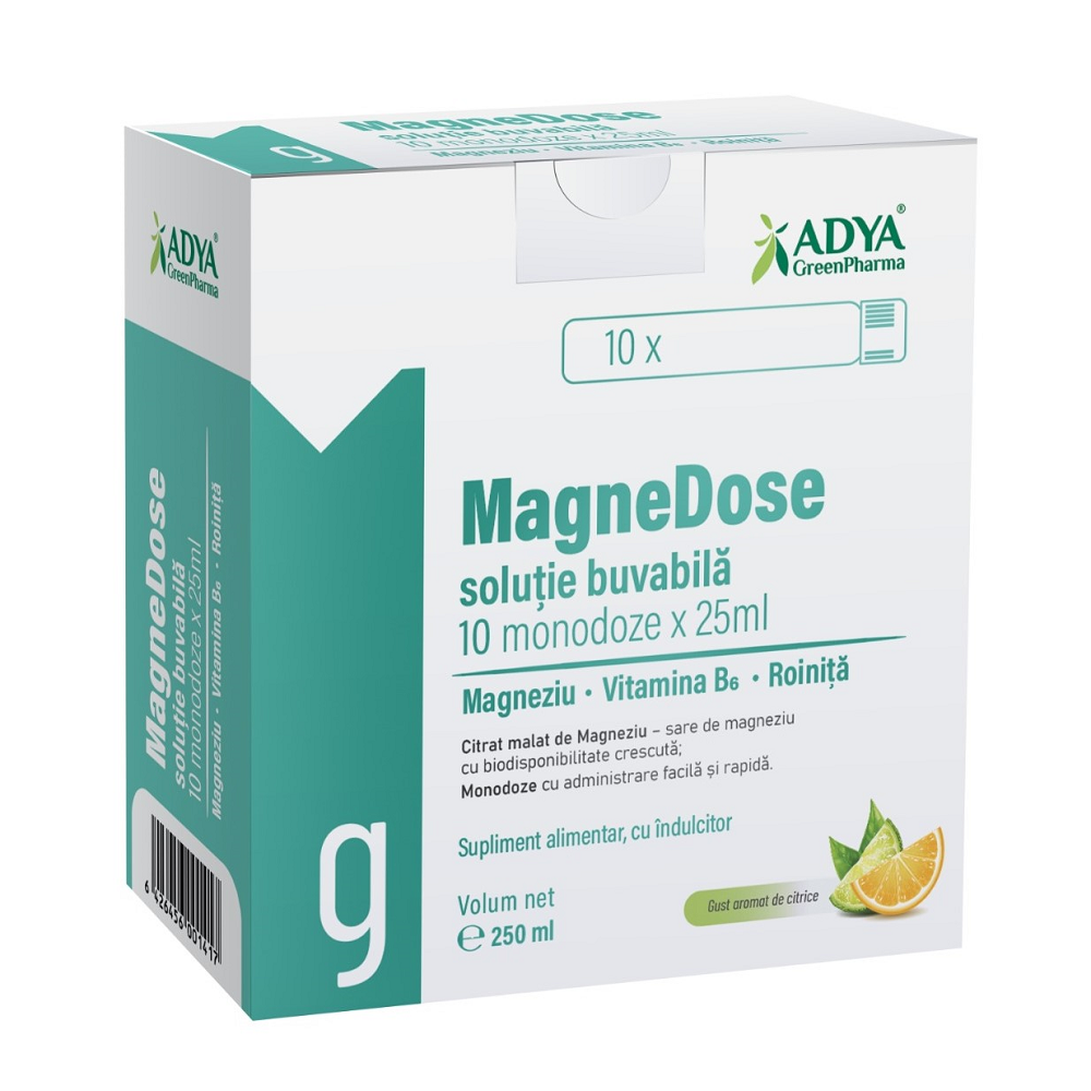 Magnedose solutie buvabila, monodoze 25ml 10 fl. Adya Green