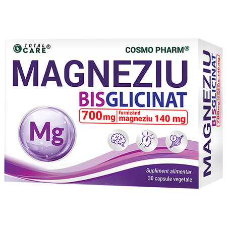Magneziu bisglicinat 700mg - total care 30 caps. Cosmo Pharm