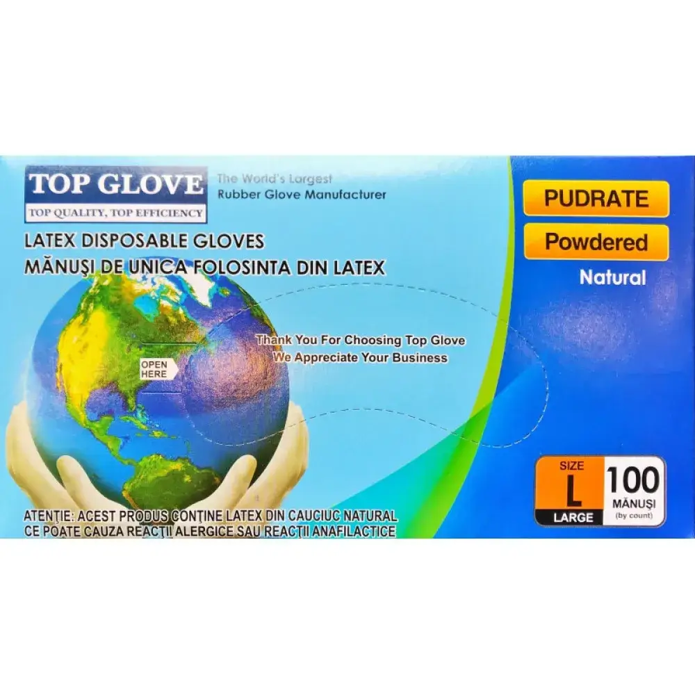 Manusi examinare latex pudrate L 100 bucati