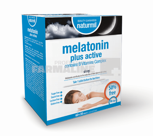 Naturmil Melatonin Plus Active 60 tablete + 30 tablete Cadou