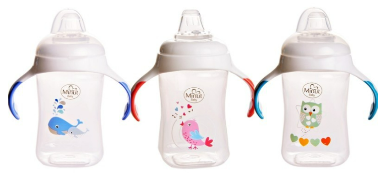 Cană cu mânere și cioc de silicon 300 ml 6+ luni