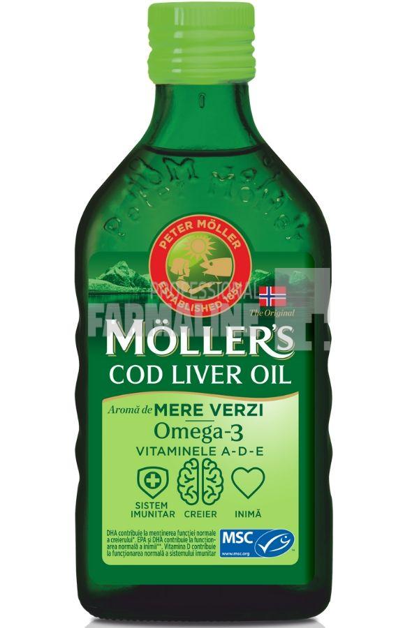 Moller's Cod Liver Oil Omega 3 cu aroma de mere verzi x 250ml