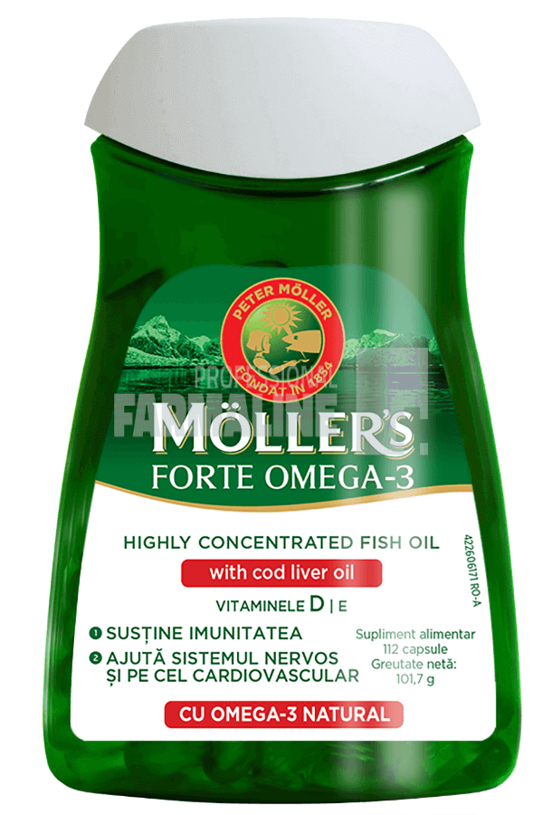 Moller's Forte Omega 3 + Ulei de ficat de cod 112 capsule