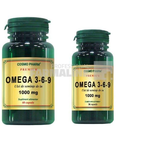 Omega 3-6-9 Ulei din seminte de in 1000 mg 60 capsule + Omega 3-6-9 Ulei din seminte de in 1000 mg 30 capsule
