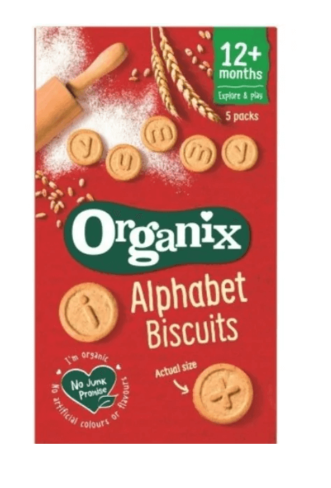 Organix Biscuiti bio alfabet 12+ luni 5 bucati  x 25g