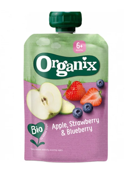 Organix Piure bio de mere, capsuni si afine 6+ luni 100 g