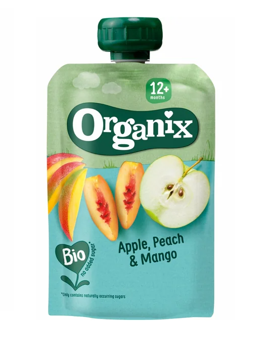 Organix Piure bio de mere, piersici si mango 12+ luni 100 g