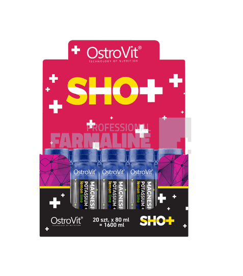 OstroVit Magneziu lichid 375 mg Potasiu + B6 lemon 20 shot-uri x 80 ml