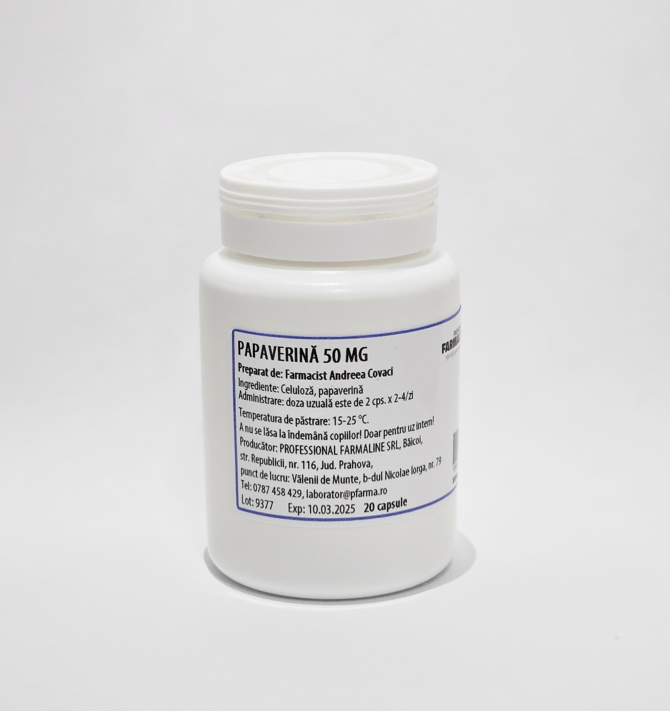 Papaverina 50 mg 20 capsule