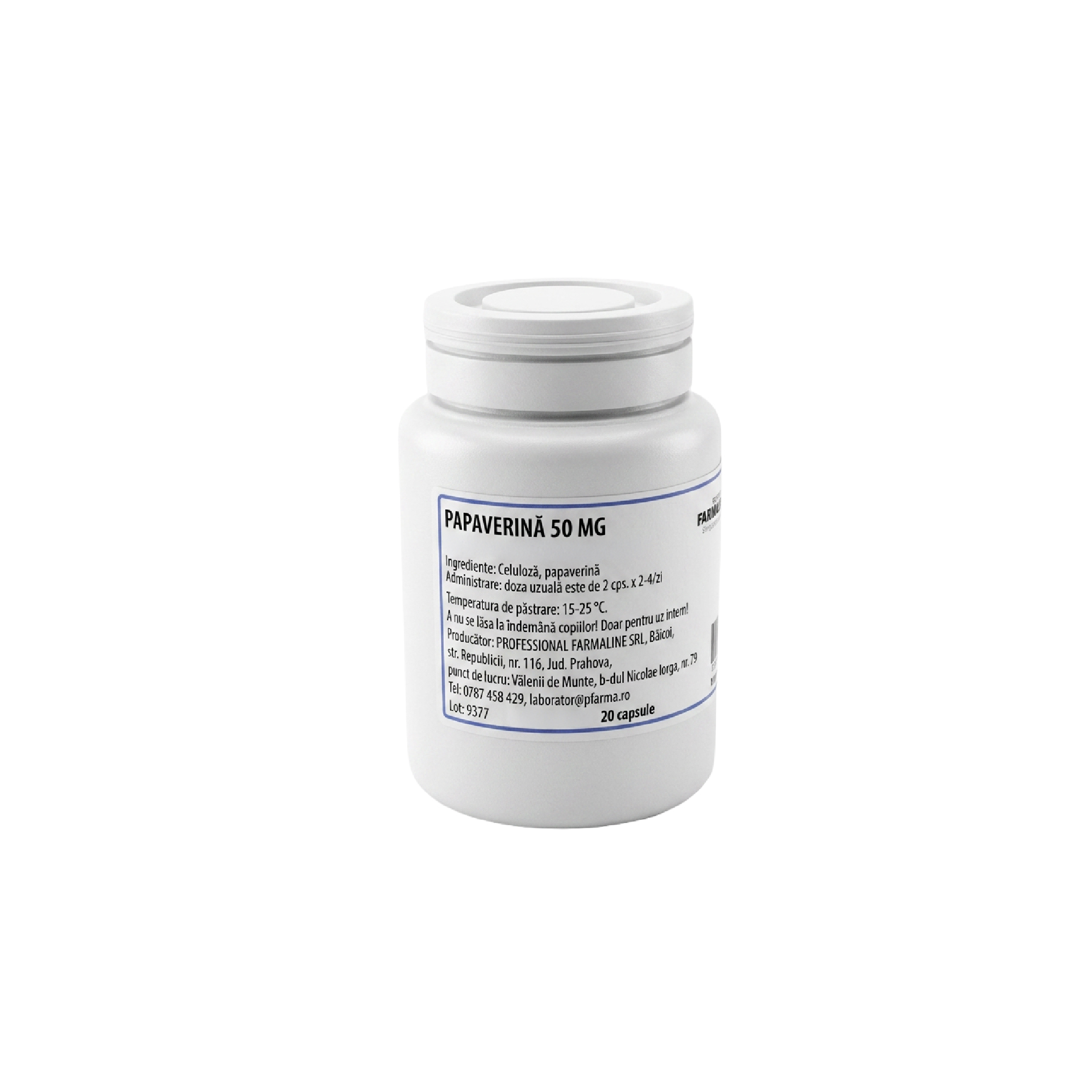 Papaverina 50 mg 20 capsule