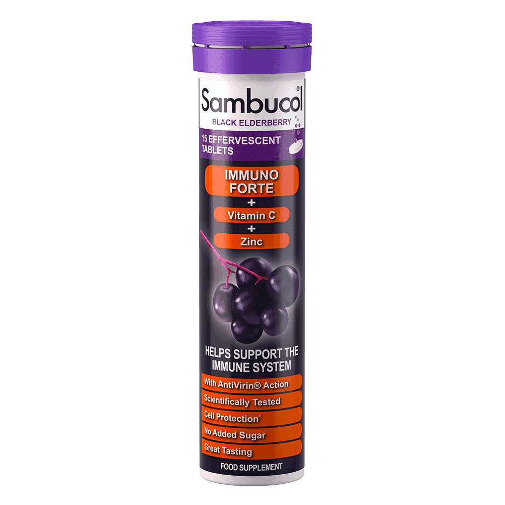 Sambucol Immuno Forte + vitamina C + zinc  15 tb.eff. Pharma Care Vitamine/Imunitate pfarma.ro
