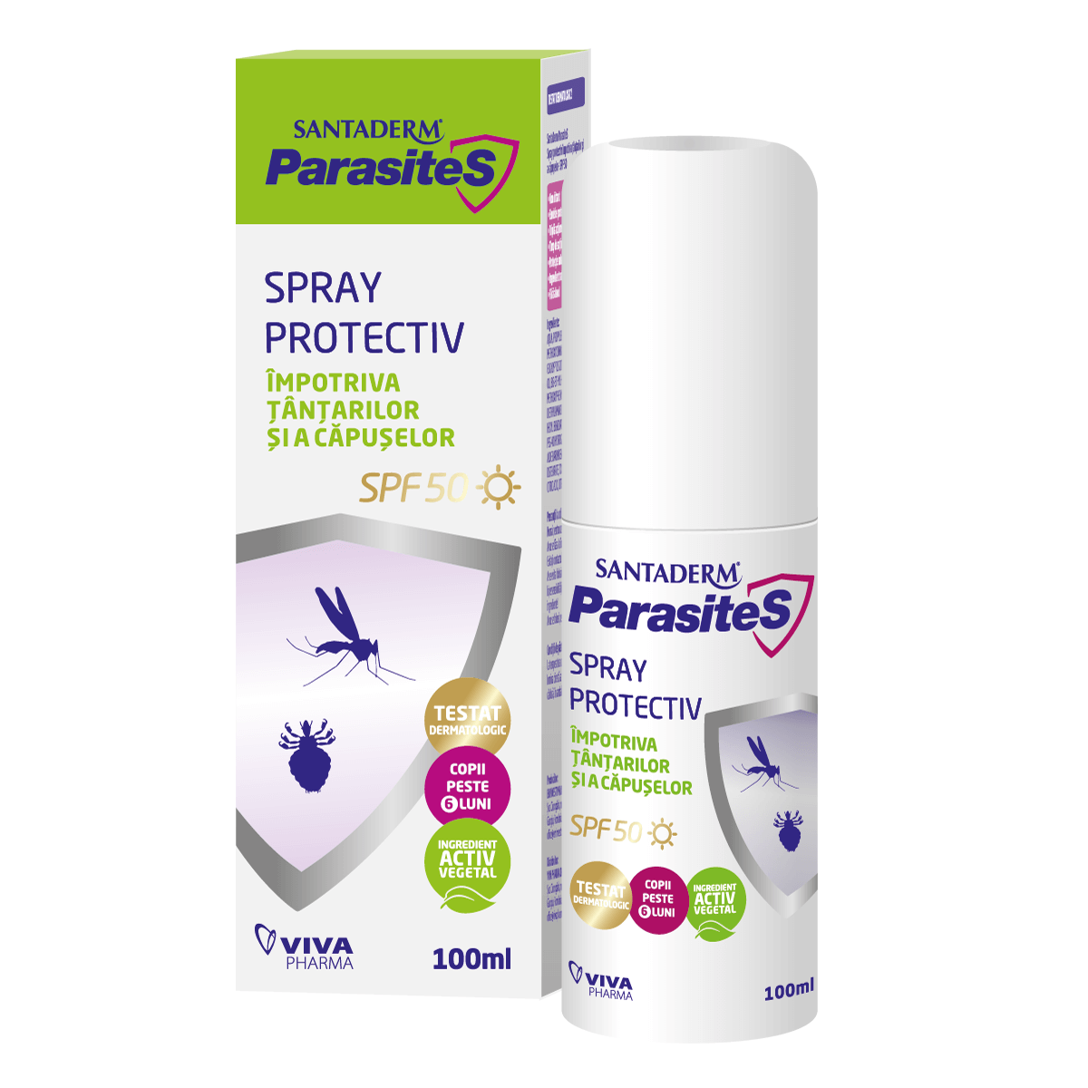 Santaderm Parasite Spray protectiv impotriva tantarilor si capuselor SPF50 100 ml