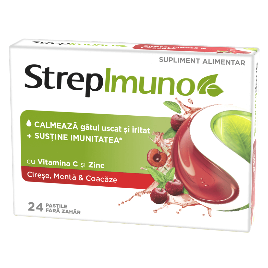 Sterpimuno cirese, menta si coacaze 24 comprimate de supt