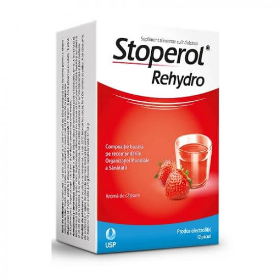 Stoperol Rehydro aroma de capsuni 12 plicuri