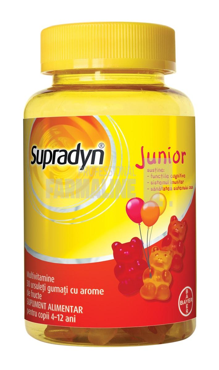 Supradyn Junior Multivitamine Aroma de fructe - Vitamina B3, B6, B12 - Vitamina C 30 ursuleti gumati