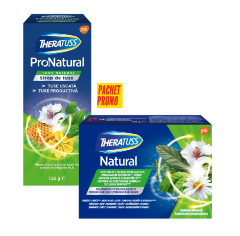 Theratuss ProNatural sirop de tuse 128g + Theratuss 16 comprimate