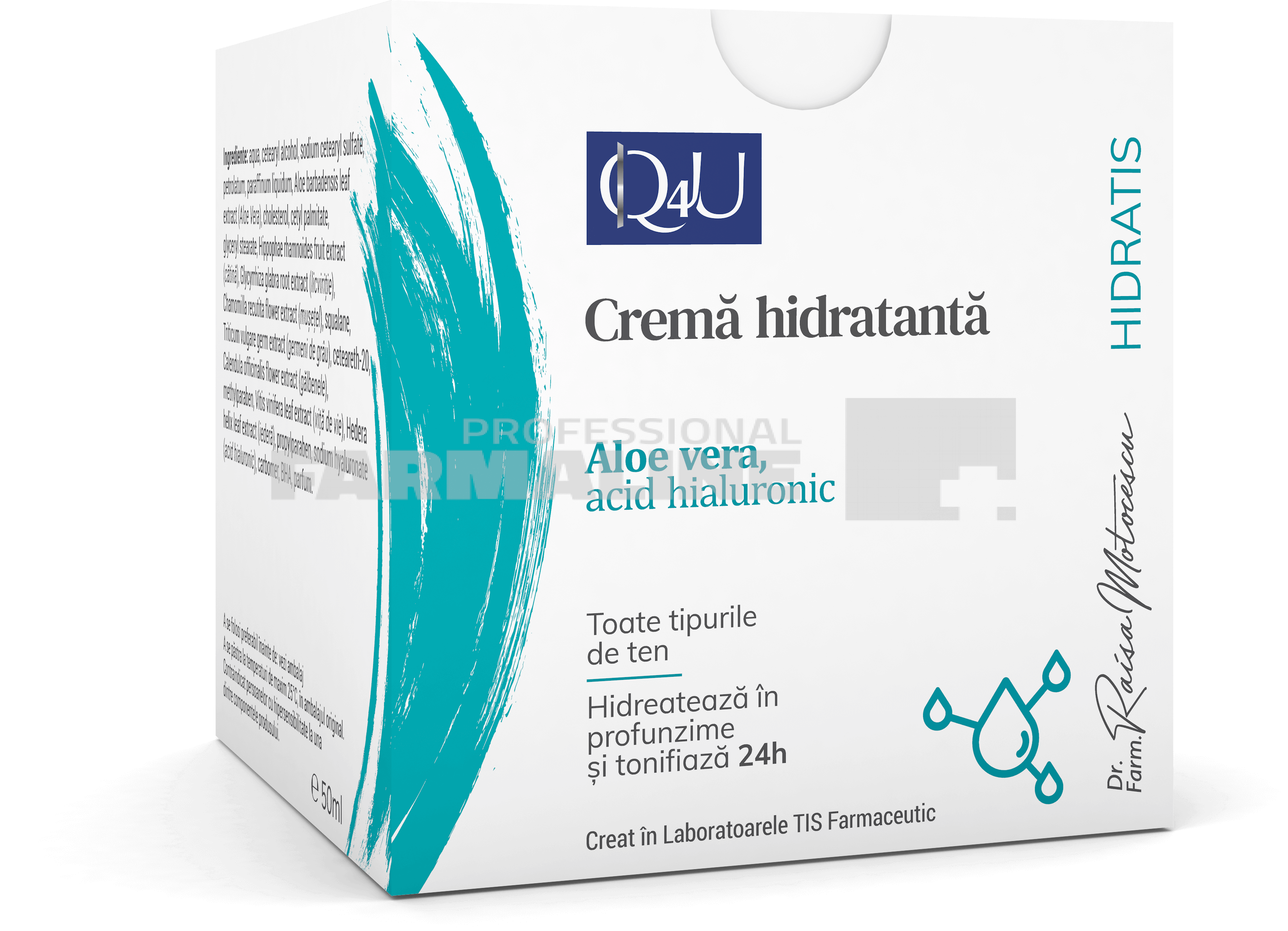 Tis Q4U Crema hidratanta cu Aloe Vera si Acid Hialuronic 50 ml