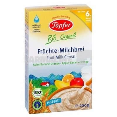 Topfer Bio Organic Cereale gris cu lapte si fructe 6+ luni 200 g