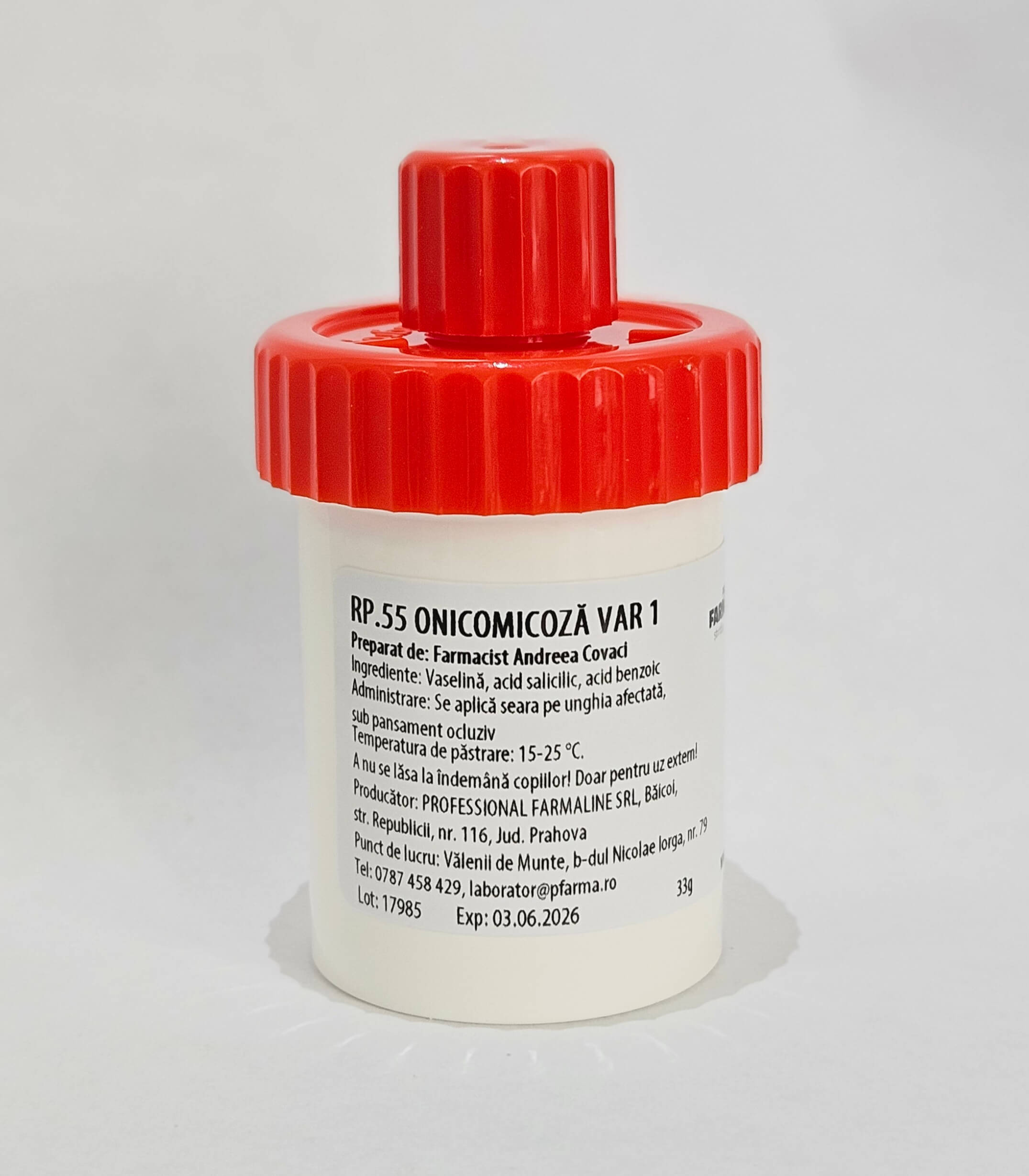 Unguent keratolitic pentru onicomicoza varianta 1 30 ml