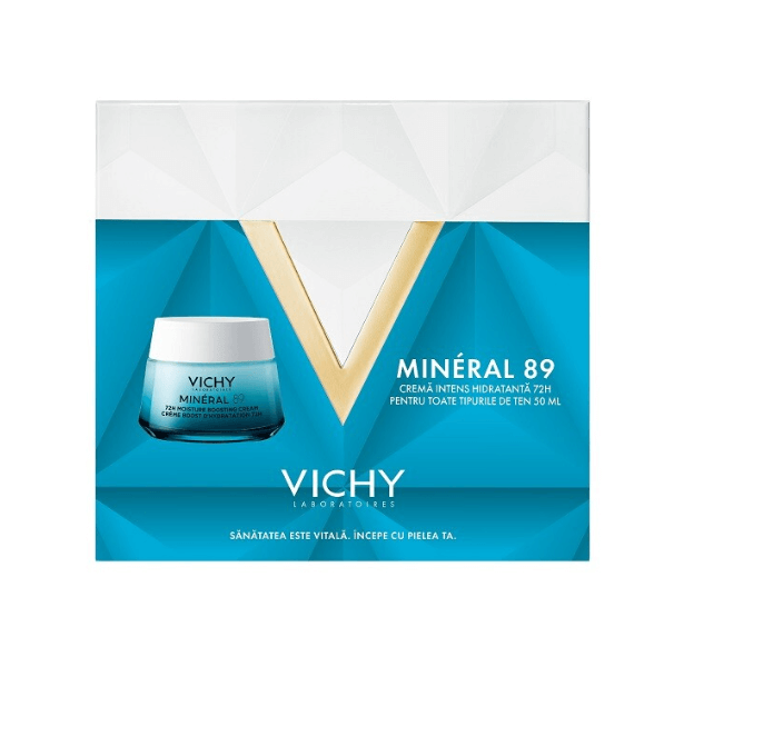 Vichy Trusa Xmas Mineral 89 Crema intens hidratanta 72 h pentru toate tipurile de ten 50 ml