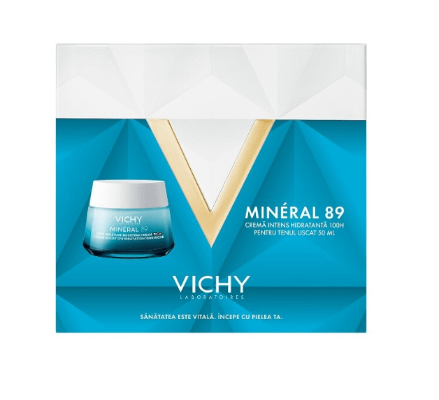 Vichy Trusa Xmas Mineral 89 Crema intens hidratanta 72 h pentru tenul uscat 50 ml