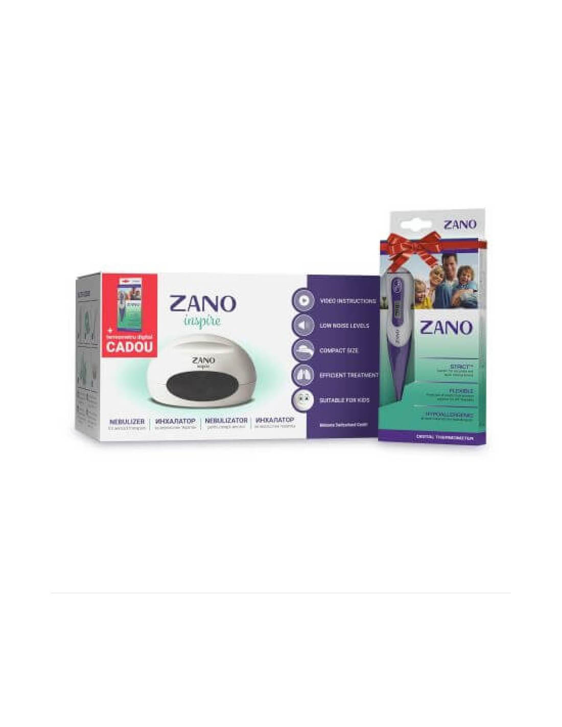Zano Inspire Nebulizator  cu compresor pentru copii si adulti + Zano Termometru