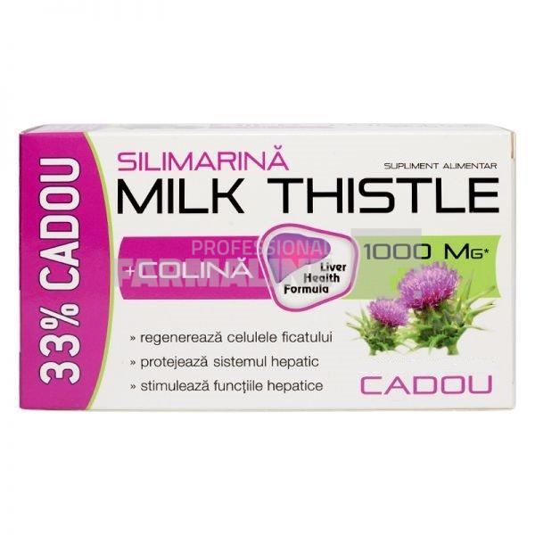 silimarina milk thistle 1000 mg pret farmacia tei Silimarina Milk Thistle + Colina 1000 mg 90 capsule + 30 capsule