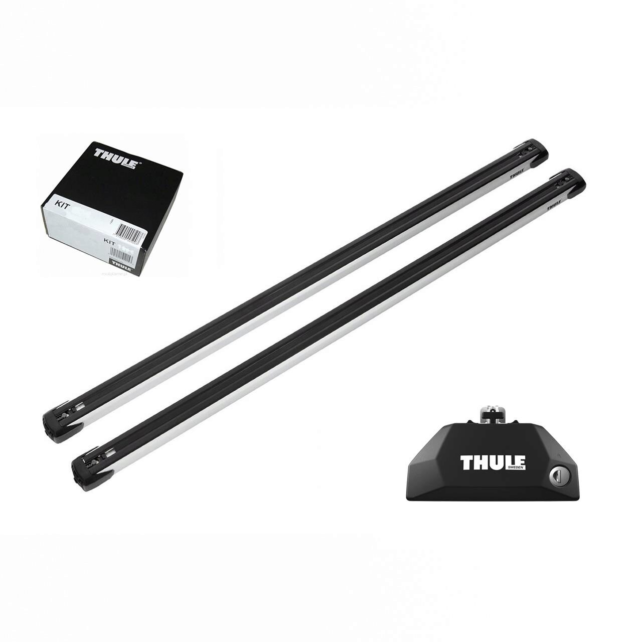 Bare transversale Thule Evo Flush Rail Slidebar pentru Mercedes-Benz  C-Class (S205) 5 usi Estate, 2021 - prezent, Sistem cu prindere pe bare longitudinale integrate