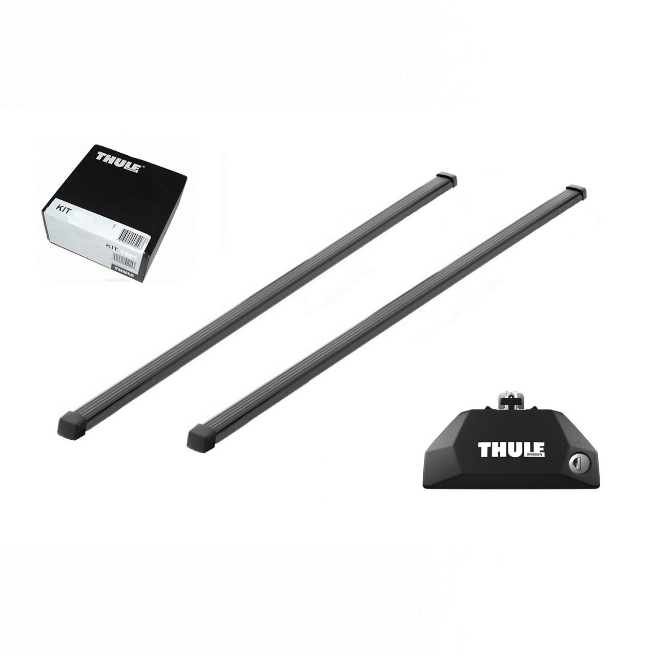 Bare transversale Thule Evo Flush Rail Squarebar pentru Mercedes-Benz  C-Class (S205) 5 usi Estate, 2021 - prezent, Sistem cu prindere pe bare longitudinale integrate