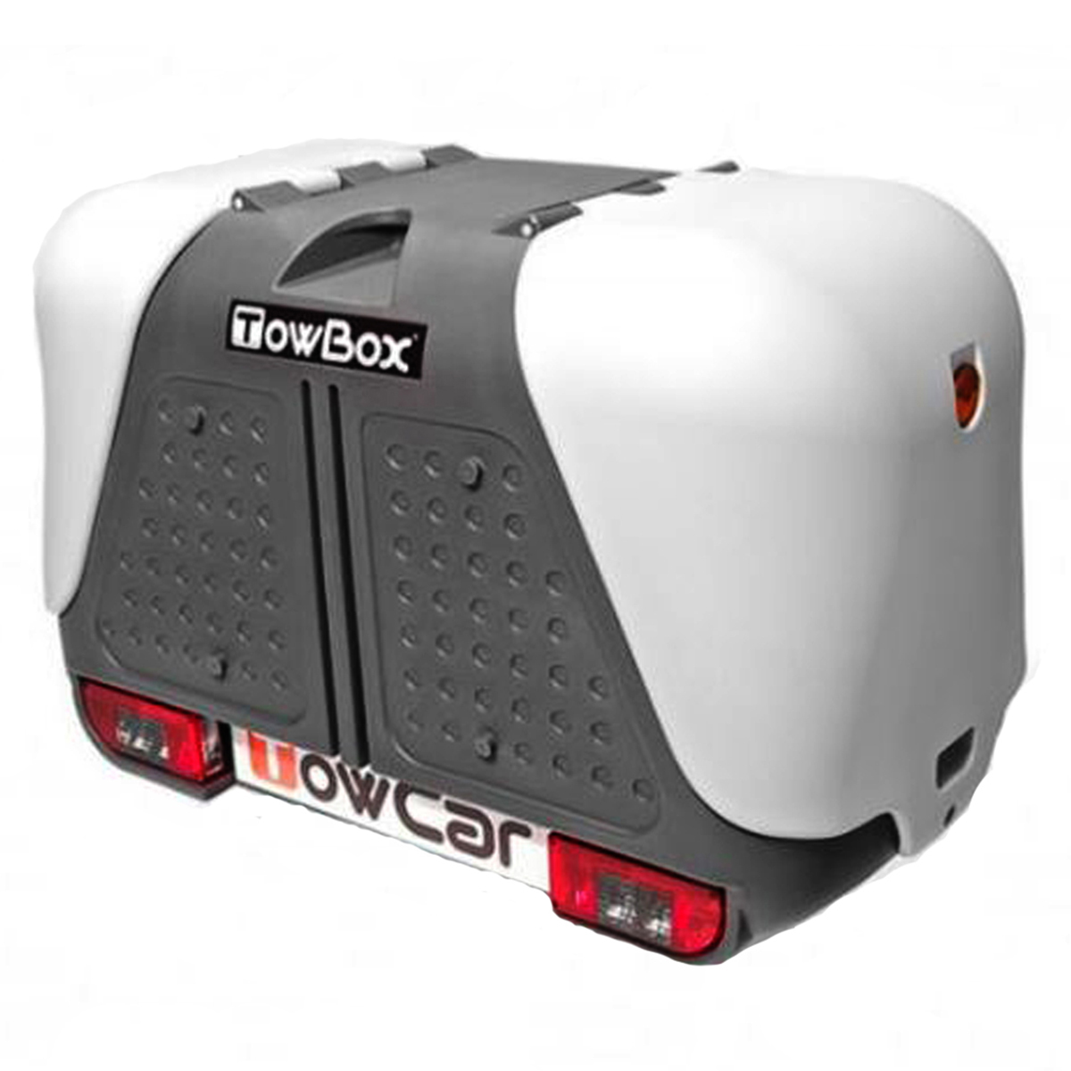 Cutie portbagaj pe carligul de remorcare Towbox V2 Gri 390 litri