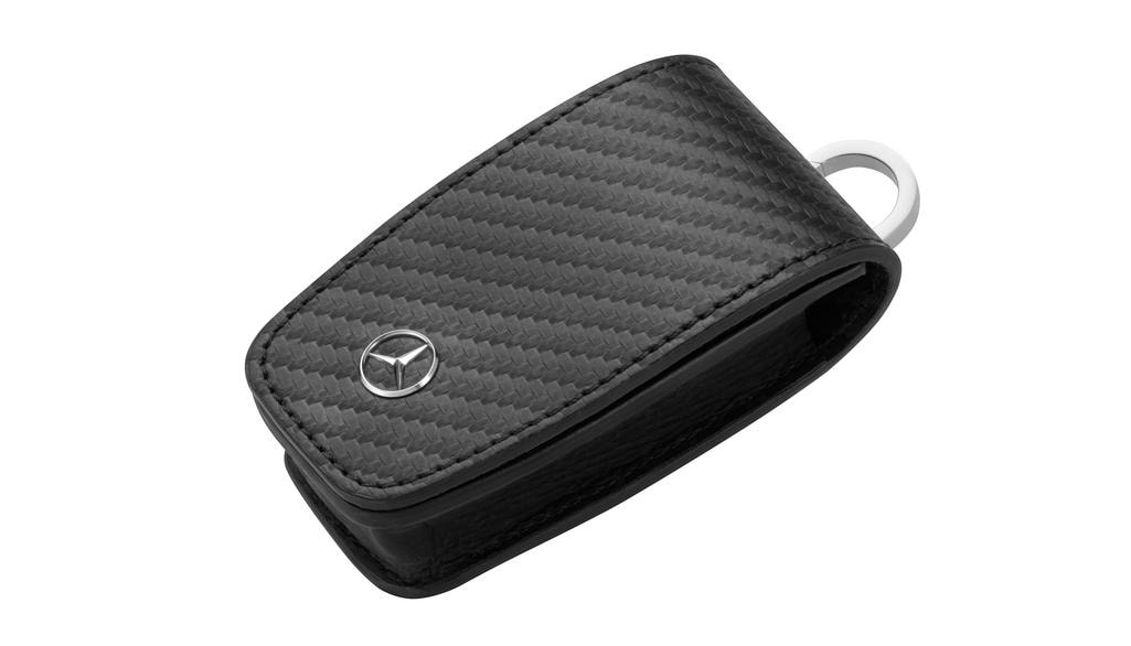 Husa cheie Mercedes-Benz clasic, negru/carbon, piele