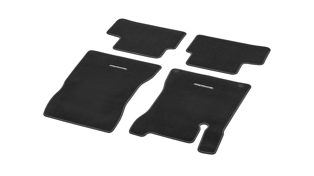 Set 4 covorase din velur original Mercedes-Benz Classic pentru A-Class W177, negru/gri