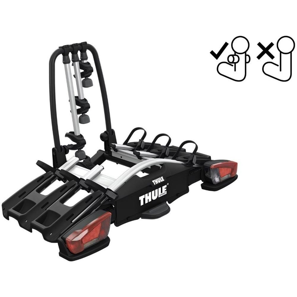 Suport biciclete Thule VeloCompact F cu prindere pe carligul de remorcare - pentru 3 biciclete Negru/Gri