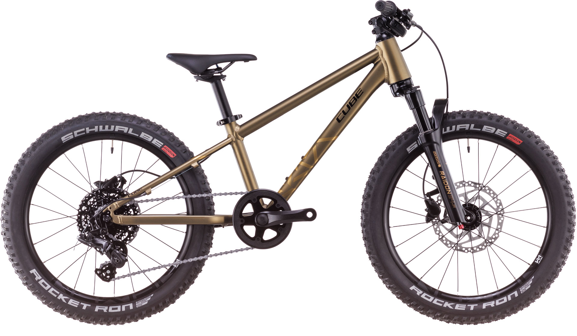 Biciclete copii - BICICLETA CUBE REACTION 200 TM GOLDENLIME BLACK 2025 roti 20"