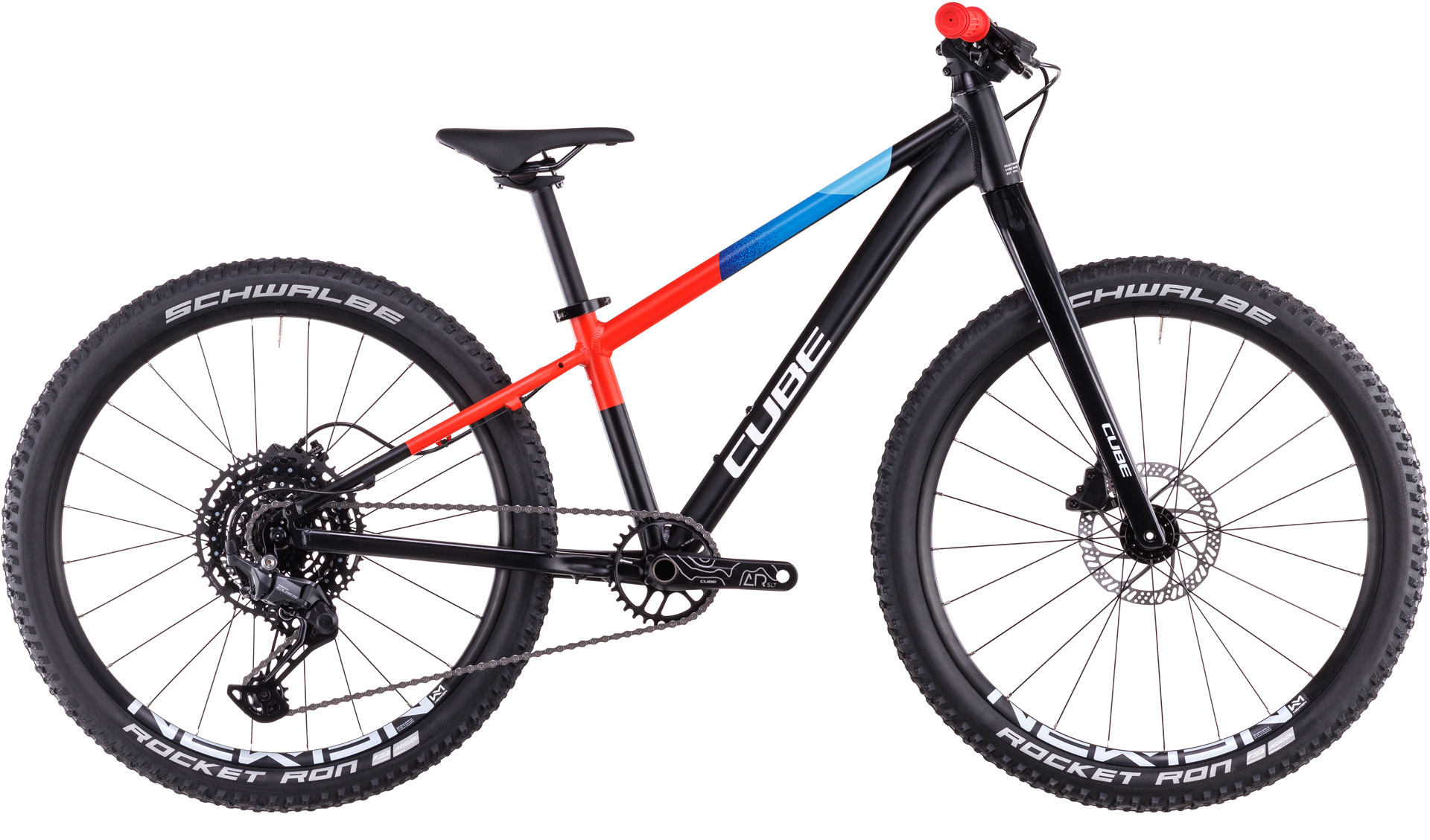 Biciclete copii - BICICLETA CUBE REACTION 240 PRO BLACK BLUE RED 2025 roti 24"