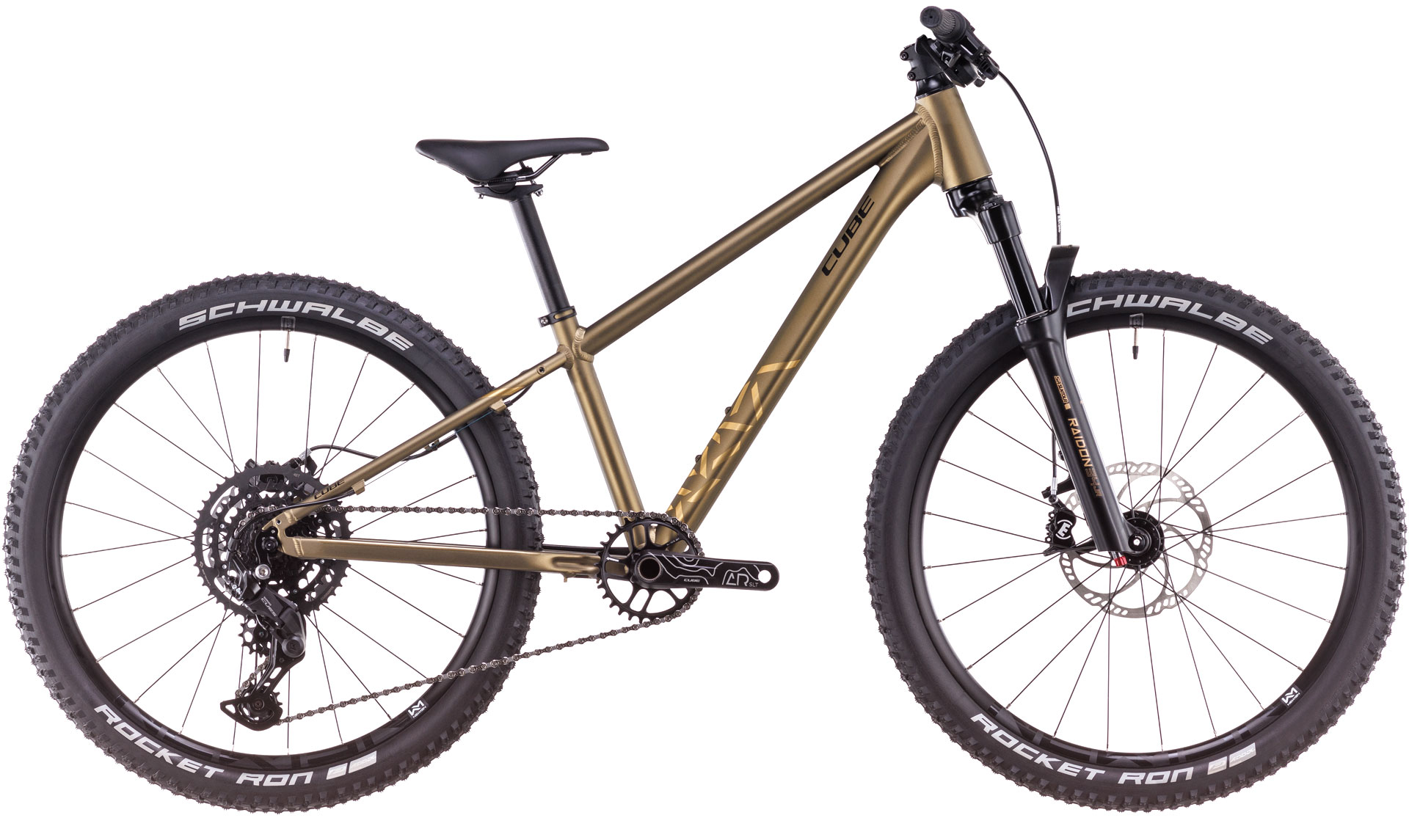 Biciclete copii - BICICLETA CUBE REACTION 240 TM GOLDENLIME BLACK 2025 roti 24"