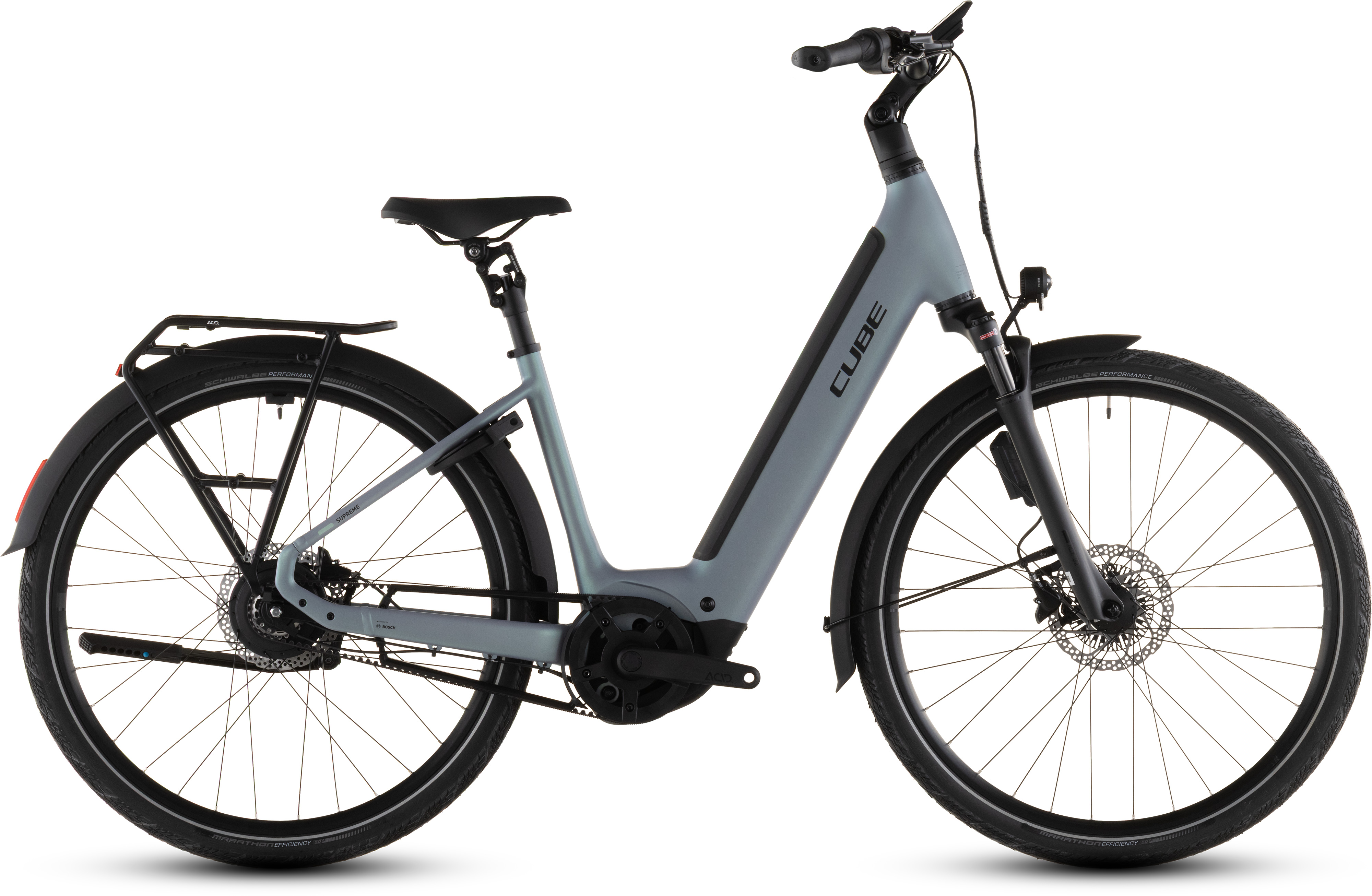 BICICLETA ELECTRICA CUBE SUPREME HYBRID DELUXE SLX 600 EASY ENTRY SEAGREY BLACK 2026 46 cm [1]