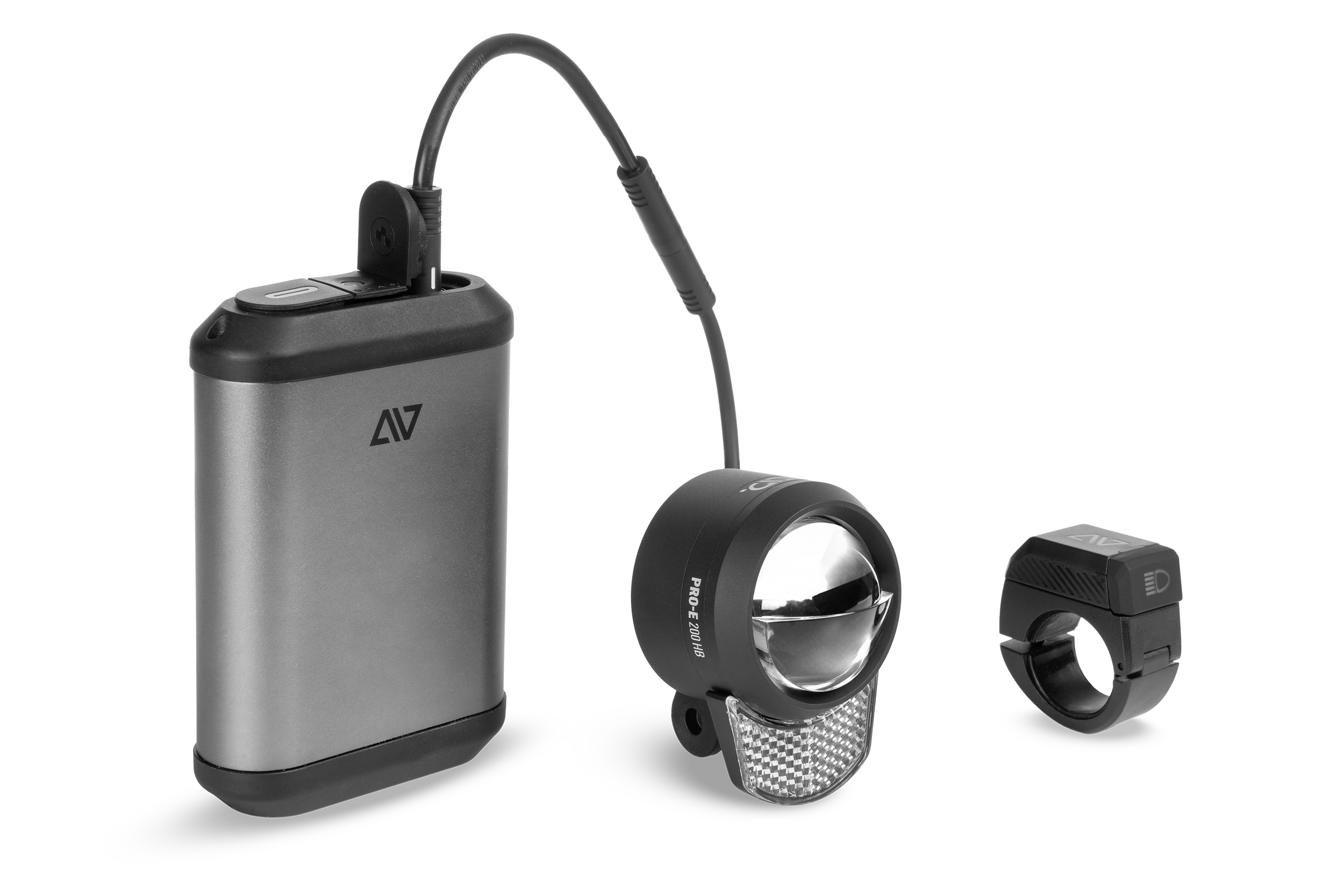 Ciclism - FAR E-BIKE ACID FRONT LIGHT PRO-E 200 HB POWERBANK Negru/Argintiu