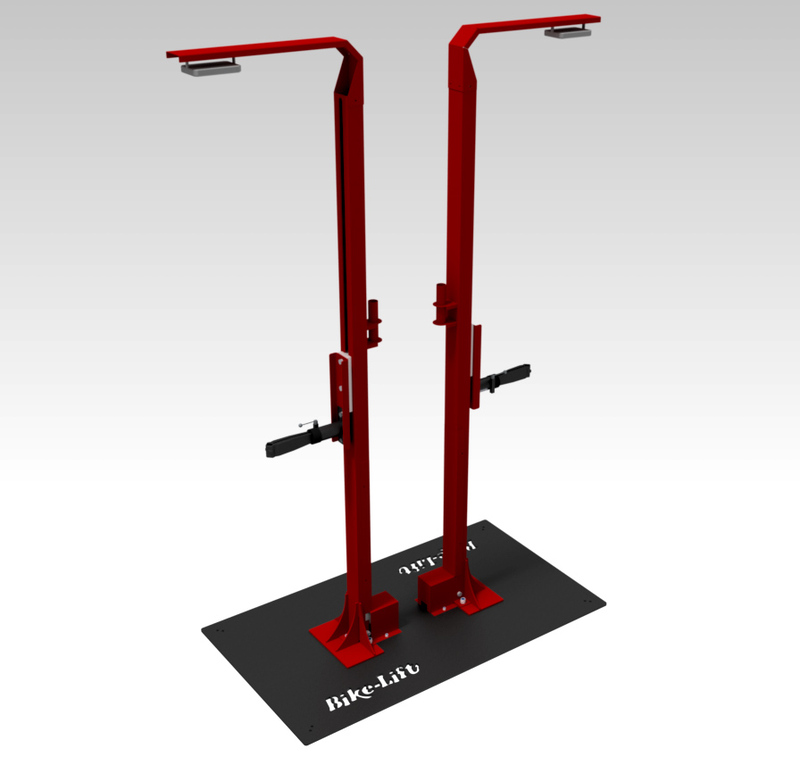 Ciclism - STAND REPARATIE BICICLETA BIKE LIFT VERTICAL ELECTRIC POWER LIFT LEB-50 TWIN BACK TO BACK Rosu